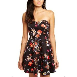 Express black floral skater dress